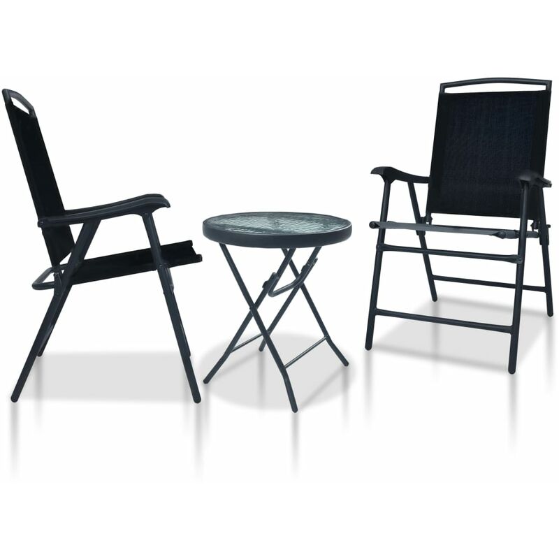 Ensemble de bistro 3 pcs Noir Acier
