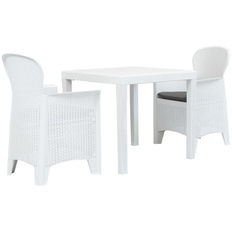 Ensemble de bistro 3 pcs Plastique Blanc Aspect de rotin