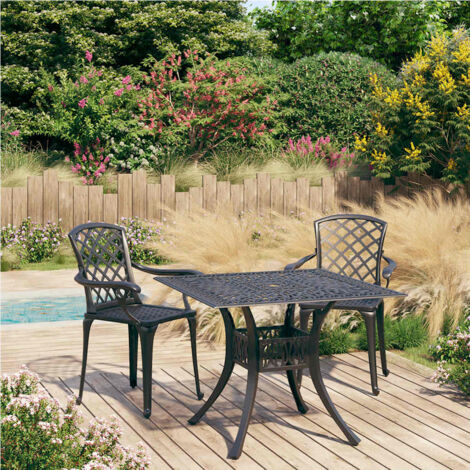 Ensemble de bistro 3 pcs-Salon de jardin bistro Aluminium coulé Noir 247985