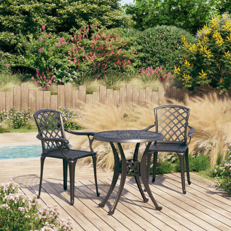 Ensemble de bistro 3 pcs-Salon de jardin bistro Aluminium coulé Noir 800275
