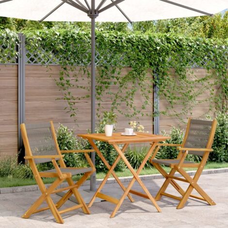 Ensemble de bistro 3 pcs-Salon de jardin bistro gris polypropylène et bois massif 531643