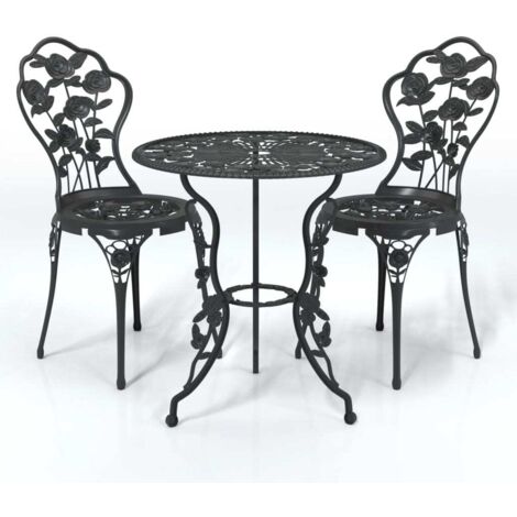 Ensemble de bistro 3 pcs，Salon de jardin Aluminium coulé Noir CFW51658
