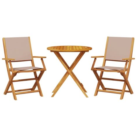 Ensemble de bistro 3 pcs，Salon de jardin taupe tissu et bois massif CFW31367