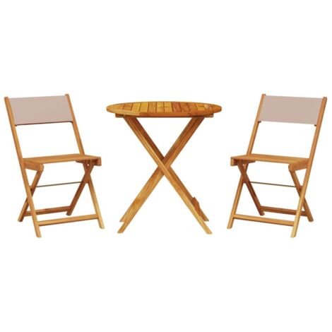 Ensemble de bistro 3 pcs，Salon de jardin taupe tissu et bois massif CFW40353