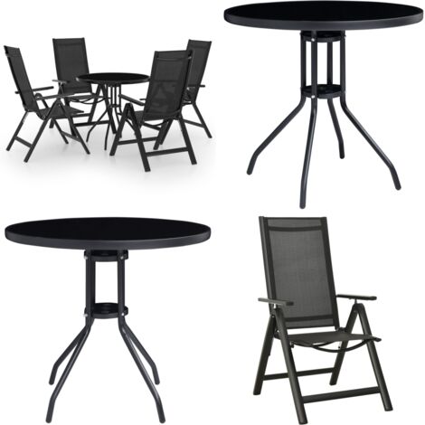 Ensemble de bistro 5 pcs noir et anthracite - Salon De Jardin - Mobilier De Jardin - Set De Bistrot - Fauteuil De Jardin - Table Basse - Home & Living