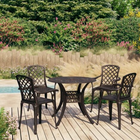 Ensemble de bistro 5 pcs-Salon de jardin bistro Aluminium coulé Bronze 130542