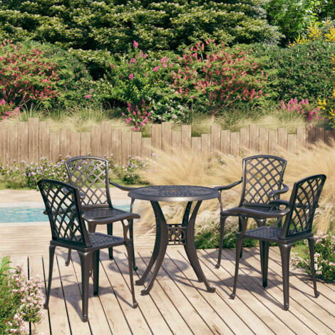 Ensemble de bistro 5 pcs-Salon de jardin bistro Aluminium coulé Noir 544887