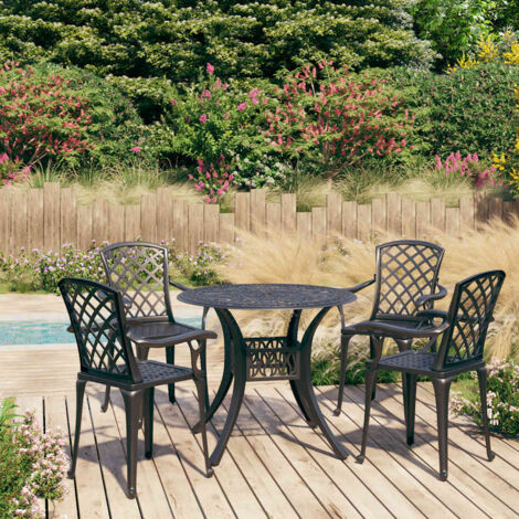Ensemble de bistro 5 pcs-Salon de jardin bistro Aluminium coulé Noir 885227