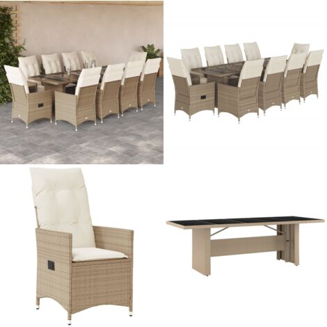 Ensemble de bistro de jardin 11 pcs coussins beige poly rotin - Chaise de jardin - Coussin de jardin