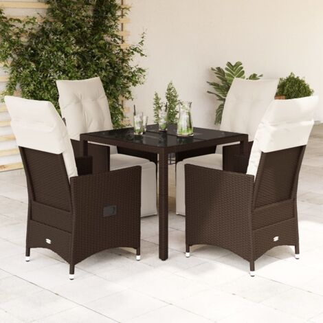 Ensemble de bistro de jardin 5 pcs coussins marron poly rotin vidaXL