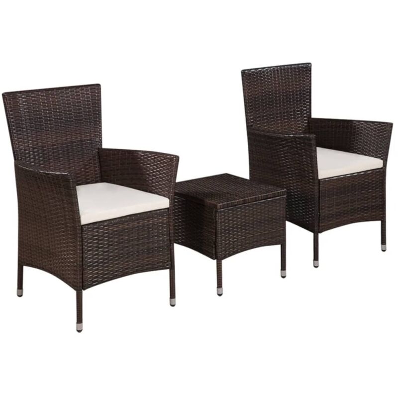 Mobilier de bistro 3 pcs Résine tressée Marron