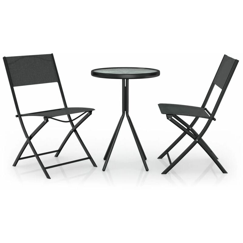 Ensemble de bistro jardin meuble extérieur terrasse 3 pièces acier noir