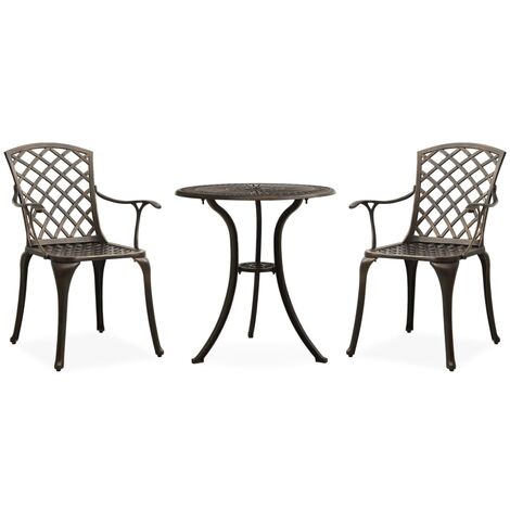 Ensemble de bistro jardin meuble extérieur terrasse 3 pièces aluminium coulé bronze