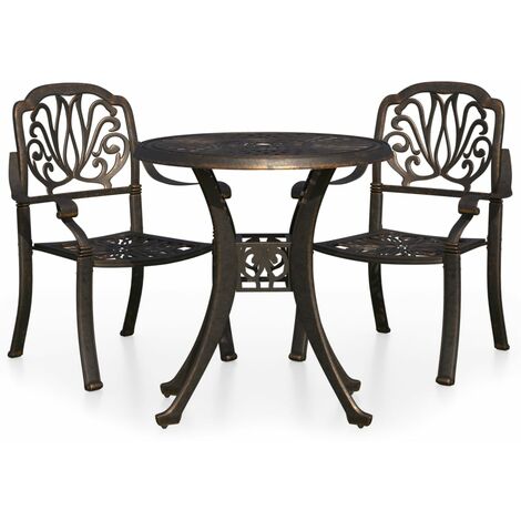 Ensemble de bistro jardin meuble extérieur terrasse 3 pièces aluminium coulé bronze