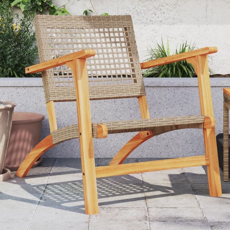 Chaises de jardin lot de 2 beige résine tressée bois d'acacia - Vidaxl