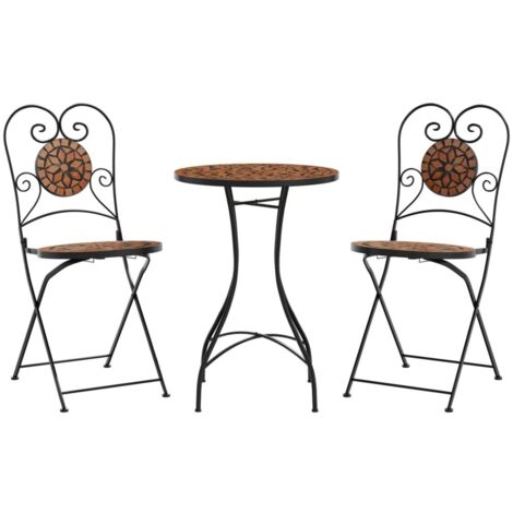 Ensemble de bistro mosaïque terre cuite fer et céramique