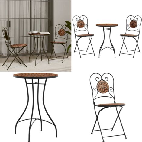 Ensemble de bistro mosaïque terre cuite fer et céramique - Ensemble De Bistro - Mobilier De Jardin - Salon De Jardin - Terrasse - Décoration Extérieure - Home & Living