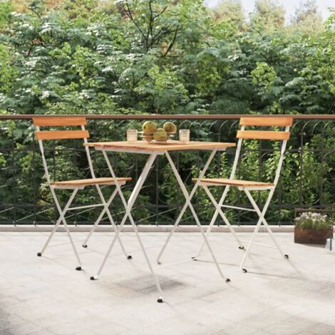 Ensemble de bistro pliable 3 pcs Bois d'acacia solide et acier vidaXL
