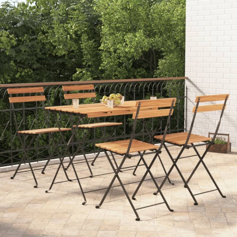 Vidaxl - Ensemble de bistro pliable 5 pcs Bois d'acacia solide et acier