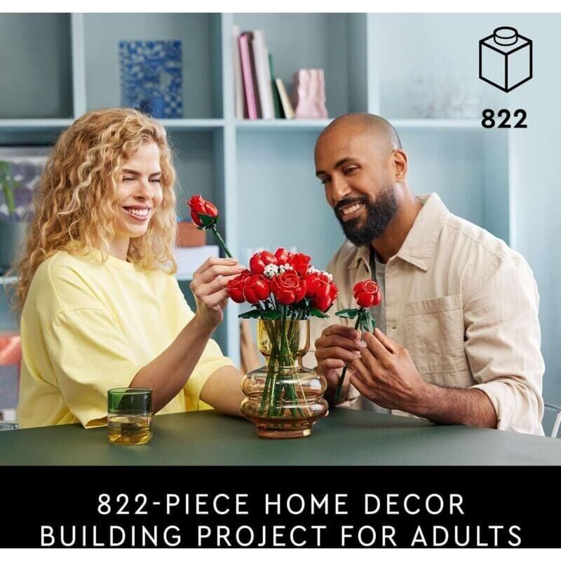 Ensemble de blocs de bouquets de roses – Centre de table avec fleurs artificielles pour adultes de 18 ans et plus – Décoration florale de Noël