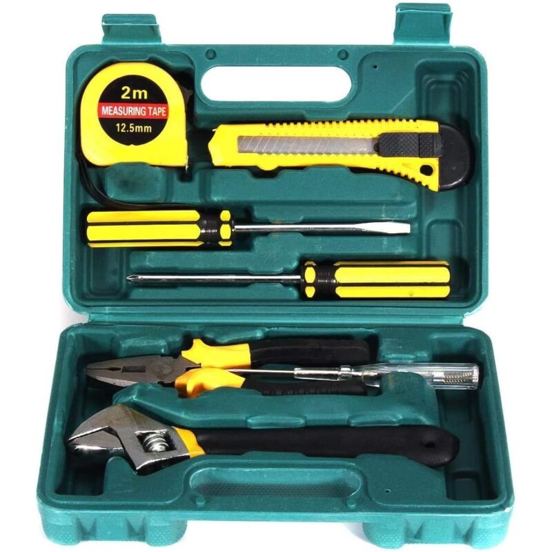 Ensemble de boîte à outils de matériel de 8 pièces, combinaison de tournevis de clé d'étau vieille maison de voiture