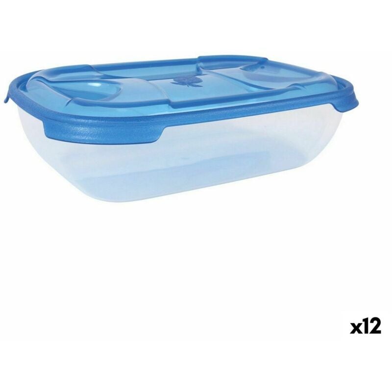 Set of lunch boxes Tontarelli nuvola 2 l bleu rectangulaire 2 pièces (12 pièces)