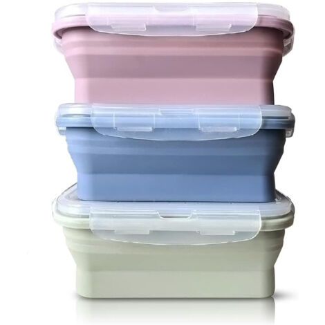 Ensemble de boîtes alimentaires pliables - Boîtes à lunch pliables en silicone (550 ml)