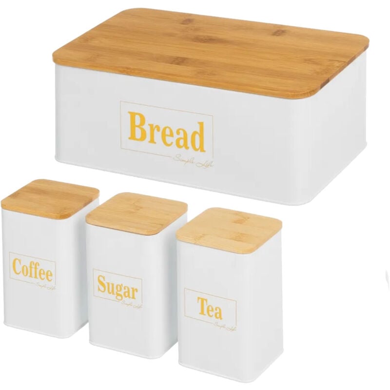 Ensemble de Boites pour la cuisine blanc et bois