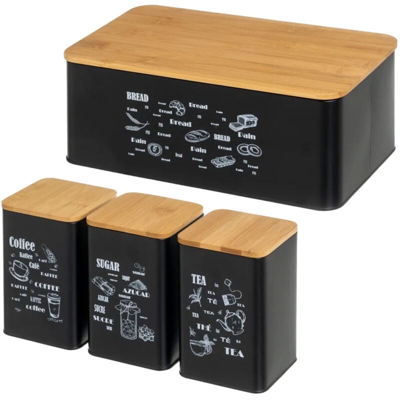 Ensemble de Boites pour la cuisine noir et bois