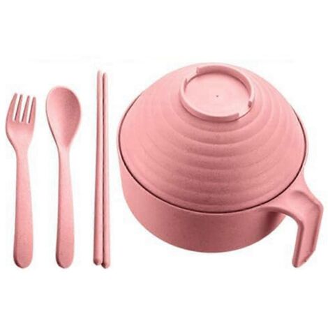 Ensemble de bols à ramen pour micro-ondes avec baguettes - Rose nordique