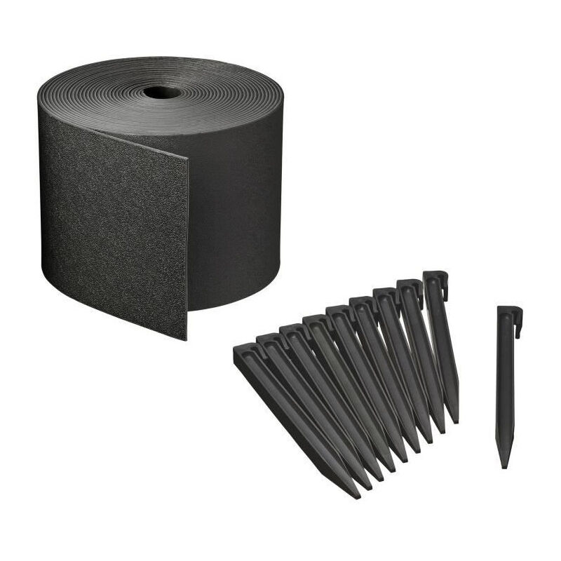 Nature - Ensemble de bordure de jardin H15 cm x 10 m avec piquet noir