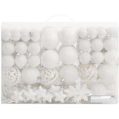 Ensemble de boules de Noël 111 pièces blanc polystyrène vidaXL