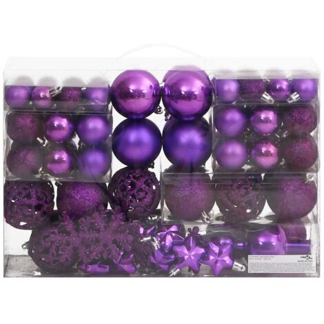 Ensemble de boules de Noël 111 pièces violet polystyrène CFW703608