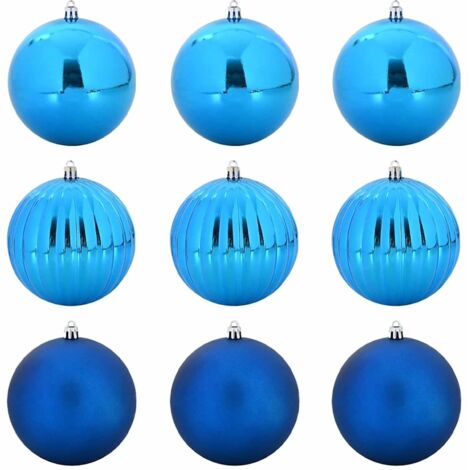 Ensemble de Boules de Noël 9 pcs Bleu Plastique CFW325922