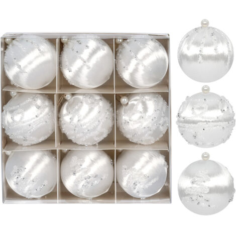 Ensemble de boules de Noël blanches StarryLights - décorations de Noël élégantes