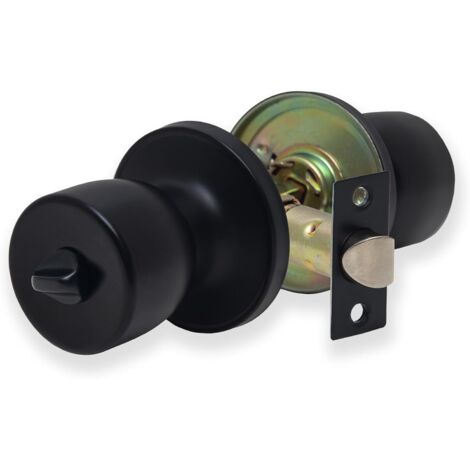 Ensemble de boutons de confidentialité noir mat, poignée de porte verrouillable pour portes intérieures de salle de bain en bois