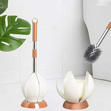 Ensemble de Brosse de Toilette à Fermeture Automatique créative poinonnage Gratuit Pas de Coins Morts Brosse de Toilette Antibactérienne avec Support Hygiénique de Ventilation