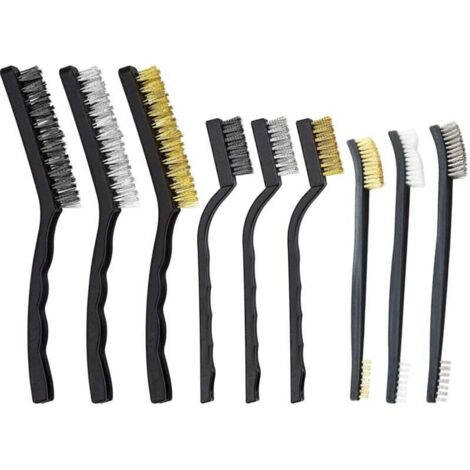 Ensemble de brosse métallique en acier inoxydable, brosse métallique, nylon poignée en plastique,pour nettoyer les scories de soudage et la rouille ensemble de brosses métalliques à main Lot