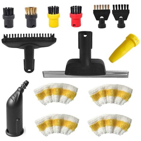Ensemble de brosse ronde, raclette et embout pour balai vapeur Karcher SC1 SC2
