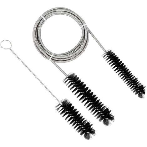 Ensemble de brosses de nettoyage flexibles pour tuyaux d'alimentation en eau - Outil de nettoyage de tuyaux - Noir (2 m)