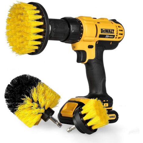 Ensemble de brosses de nettoyage pour perceuse et tournevis sans fil (perceuse non incluse) : 3 brosses pour perceuse de 2, 3 et 4 pouces, pour salle de bain, carrelage, sol et chariot de cuisine.