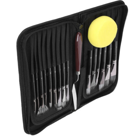 Ensemble de Brosses en Nylon pour Peinture Acrylique, Huile et Aquarelle - Matériel d'Artiste avec Trousse de Transport