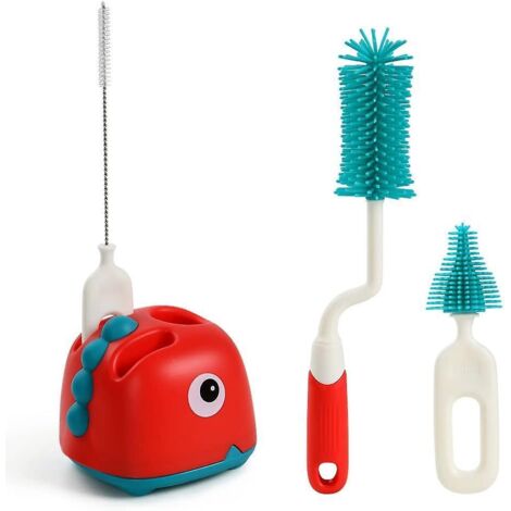 ensemble De Brosses Pour Bb, (rouge) 4 En 1 Brosse De Nettoyage Pour Bb, Brosse De Nettoyage Pour Biberon En Silicone, Brosse De Nettoyage Pour Bb