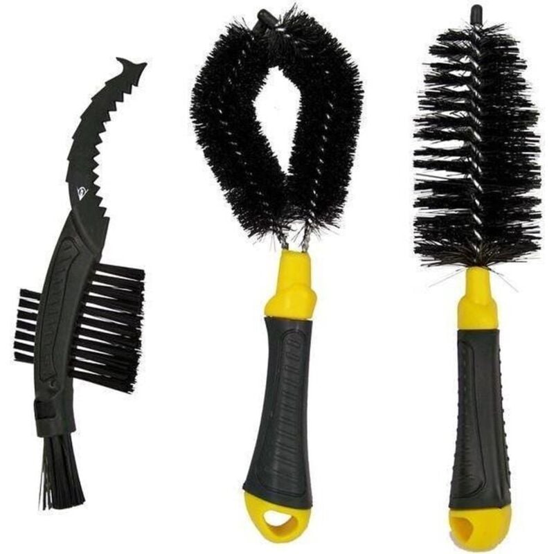 Dunlop - Ensemble de brosses pour vélo Jaune/Noir 3 pièces