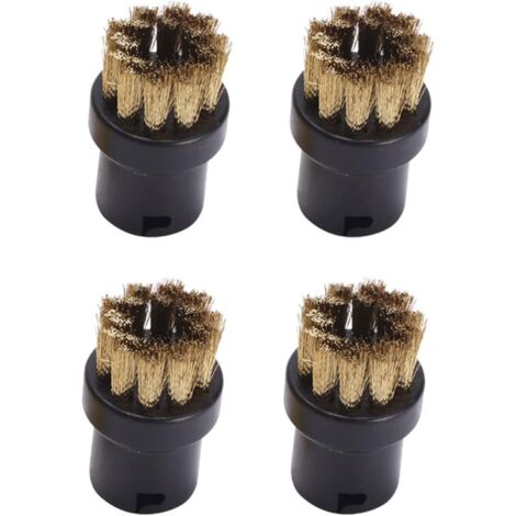 Ensemble de brosses rondes de rechange pour nettoyeur vapeur Karcher - Noir et cuivre (lot de 4)