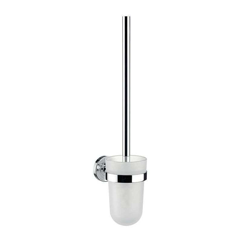 Polo 071500100 Porte-balai de wc, cristal, satiné, brosse chromé, type mural - Emco