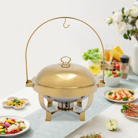 Ensemble de buffet avec réchauds dorés, ensemble de réchauds et chauffe-plats en acier inoxydable de 8 litres, avec couvercle suspendu pour les mariages, les fêtes, les banquets et les événements de r