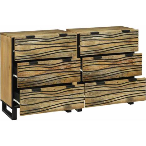 Ensemble de Buffet  Meuble de rangement avec tiroir 2 pcs Naturel 60 x 33,5 x 75 cm
