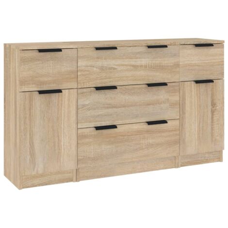 Ensemble de Buffet  Meuble de rangement  s 3 pcs Chêne sonoma Bois d'ingénierie
