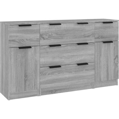 Ensemble de Buffet  Meuble de rangement  s 3 pcs Sonoma gris Bois d'ingénierie